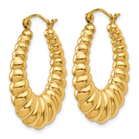 14k Polished Scalloped Hoop Earrings-S1502