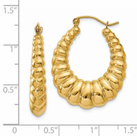 14k Polished Scalloped Hoop Earrings-S1502