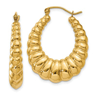 14k Polished Scalloped Hoop Earrings-S1502