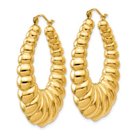 14k Polished Scalloped Hoop Earrings-S1503