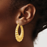 14k Polished Scalloped Hoop Earrings-S1503