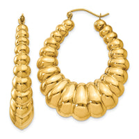 14k Polished Scalloped Hoop Earrings-S1503