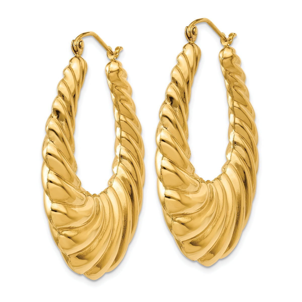 14k Polished Scalloped Hoop Earrings-S1507
