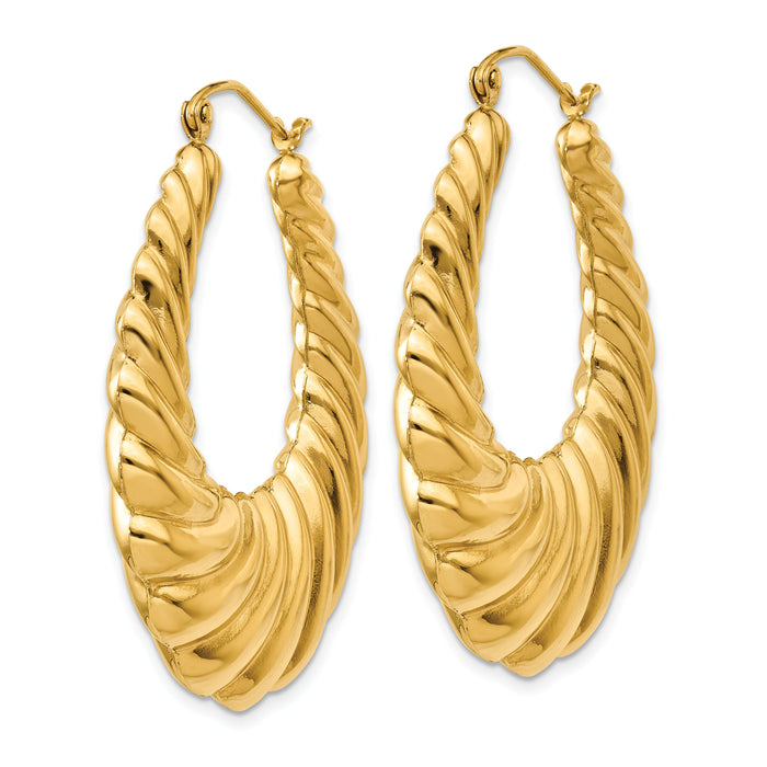 14k Polished Scalloped Hoop Earrings-S1507