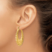 14k Polished Scalloped Hoop Earrings-S1507