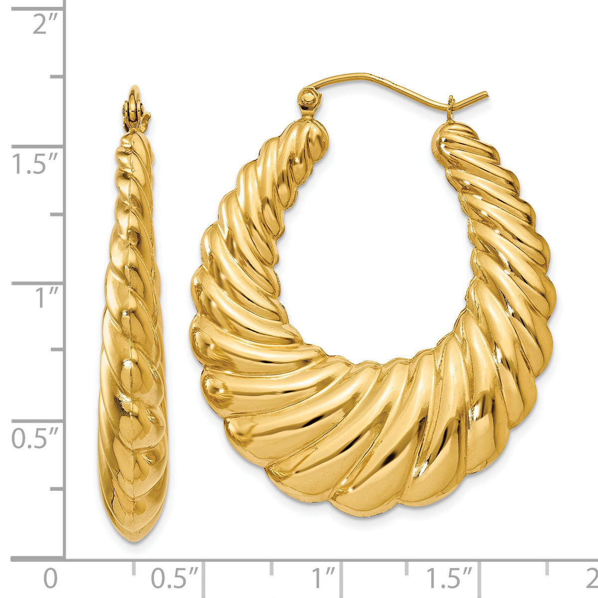 14k Polished Scalloped Hoop Earrings-S1507