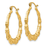 14k Polished Bamboo Hoop Earrings-S1515