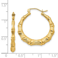 14k Polished Bamboo Hoop Earrings-S1515
