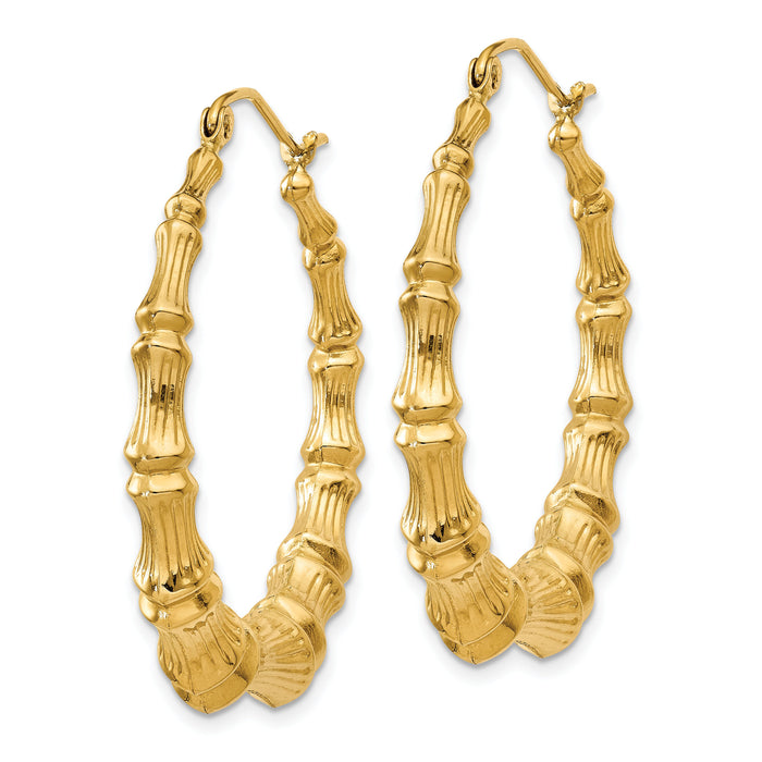 14k Polished Bamboo Hoop Earrings-S1516