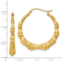 14k Polished Bamboo Hoop Earrings-S1516