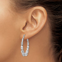 14k White Gold Polished Bamboo Hoop Earrings-S1516W