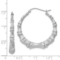 14k White Gold Polished Bamboo Hoop Earrings-S1516W