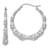 14k White Gold Polished Bamboo Hoop Earrings-S1516W