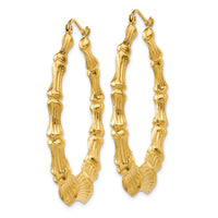 14k Polished Bamboo Hoop Earrings-S1517