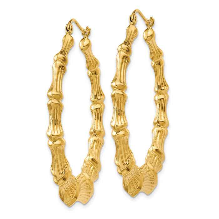 14k Polished Bamboo Hoop Earrings-S1517