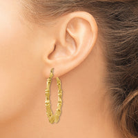 14k Polished Bamboo Hoop Earrings-S1517