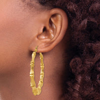 14k Polished Bamboo Hoop Earrings-S1518
