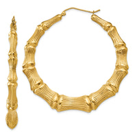 14k Polished Bamboo Hoop Earrings-S1518