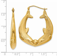 14k Polished Dolphin Hoop Earrings-S1519