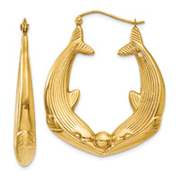 14k Polished Dolphin Hoop Earrings-S1519