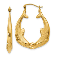 14k Polished Dolphin Hoop Earrings-S1520