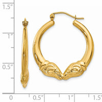14k Polished Ram Hoop Earrings-S1521