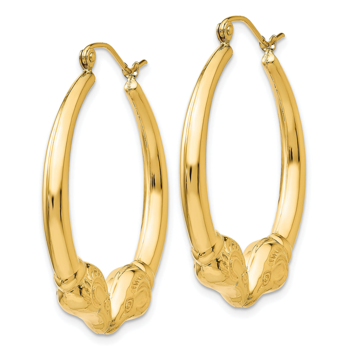 14k Polished Ram Hoop Earrings-S1522