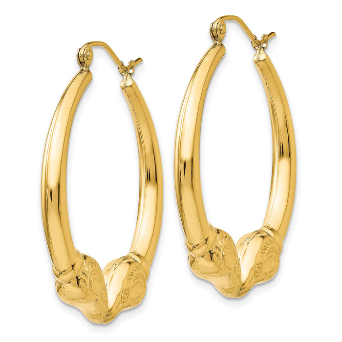 14k Polished Ram Hoop Earrings-S1522