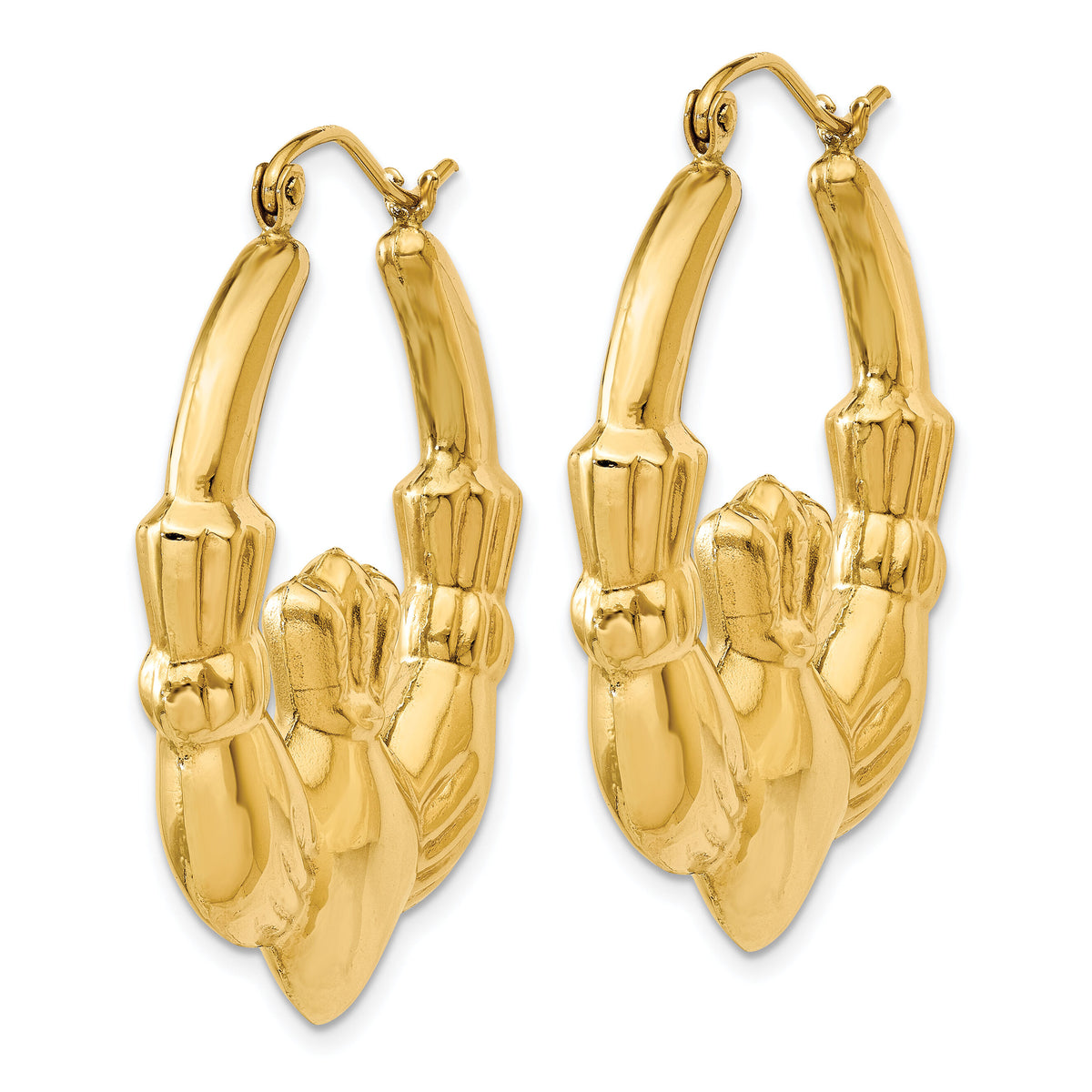 14k Polished Claddagh Hoop Earrings-S1523