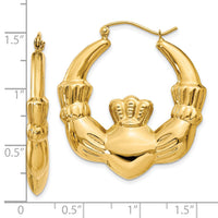 14k Polished Claddagh Hoop Earrings-S1523