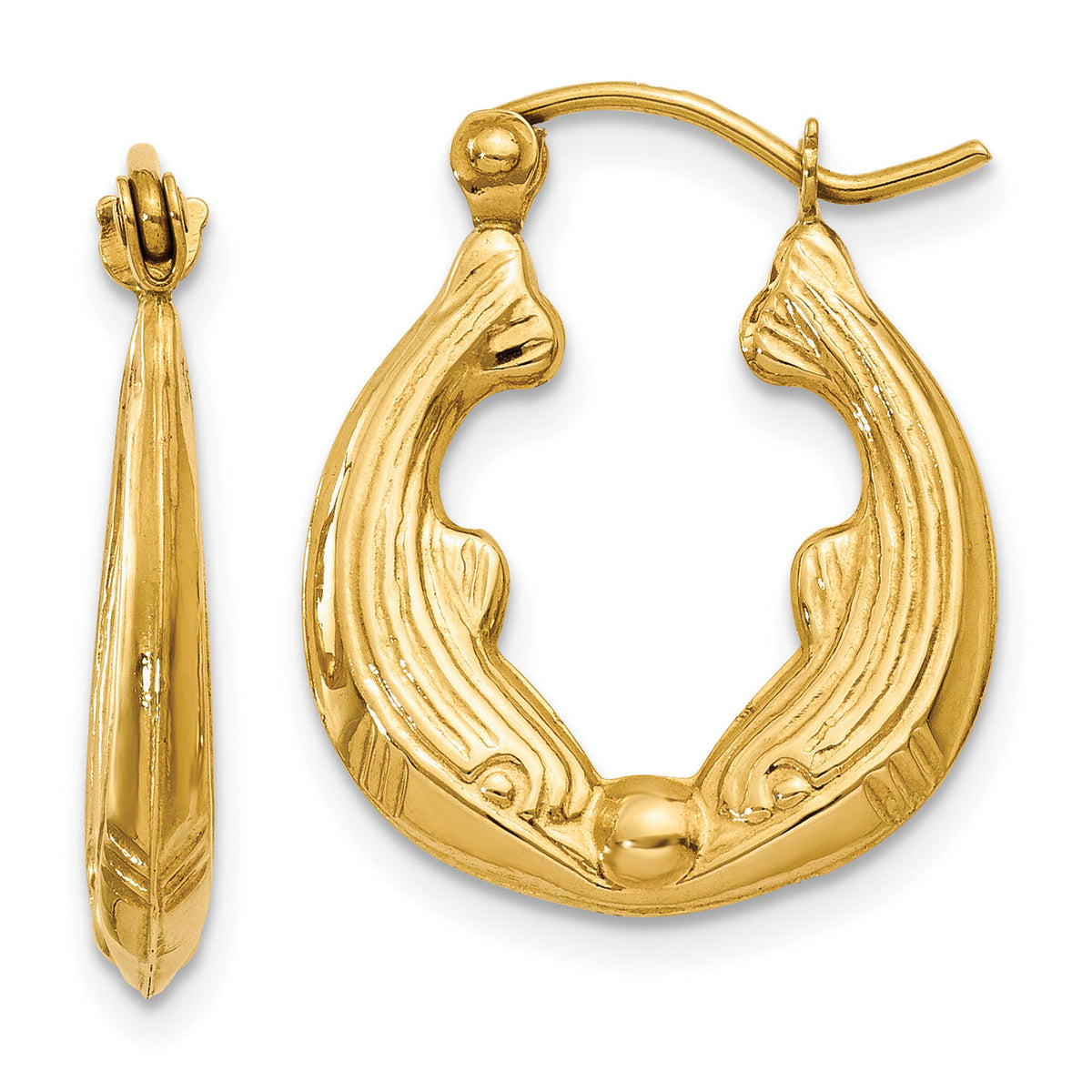 14k Dolphin Hoop Earrings-S814