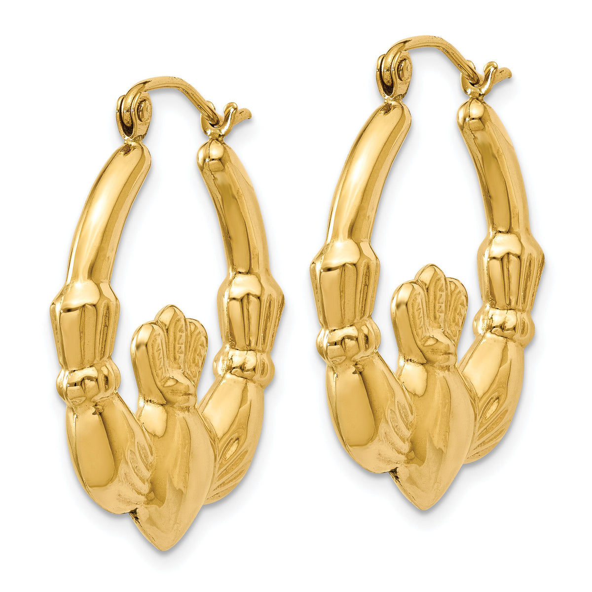 14k Polished Claddagh Hoop Earrings-S821