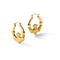 14k Polished Claddagh Hoop Earrings-S821