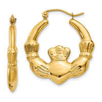 14k Polished Claddagh Hoop Earrings-S821