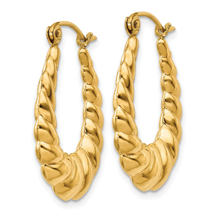 14k Polished Twisted Hollow Hoop Earrings-S837