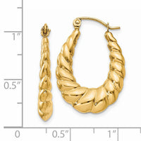 14k Polished Twisted Hollow Hoop Earrings-S837