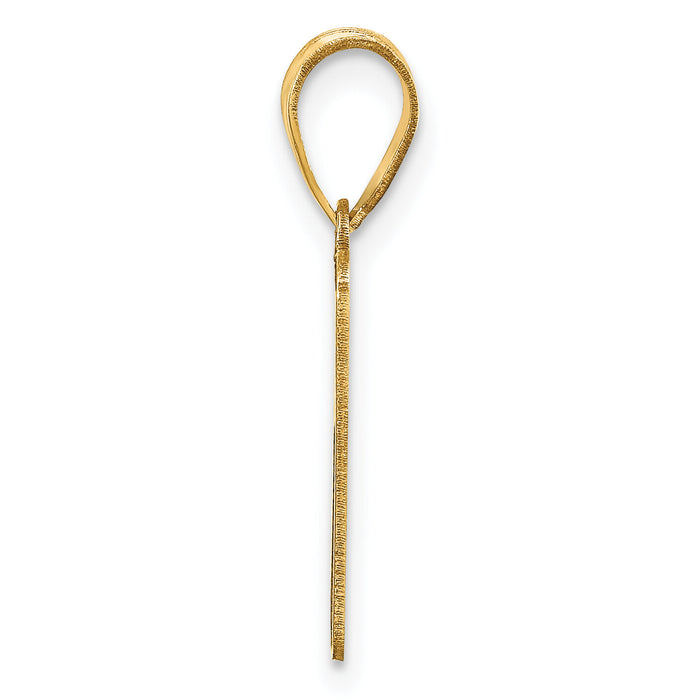 14k Brushed Border Script  Number 1 Pendant-SCN01