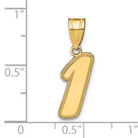 14k Brushed Border Script  Number 1 Pendant-SCN01