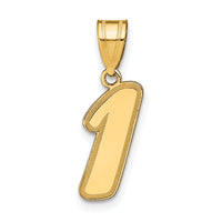 14k Brushed Border Script  Number 1 Pendant-SCN01