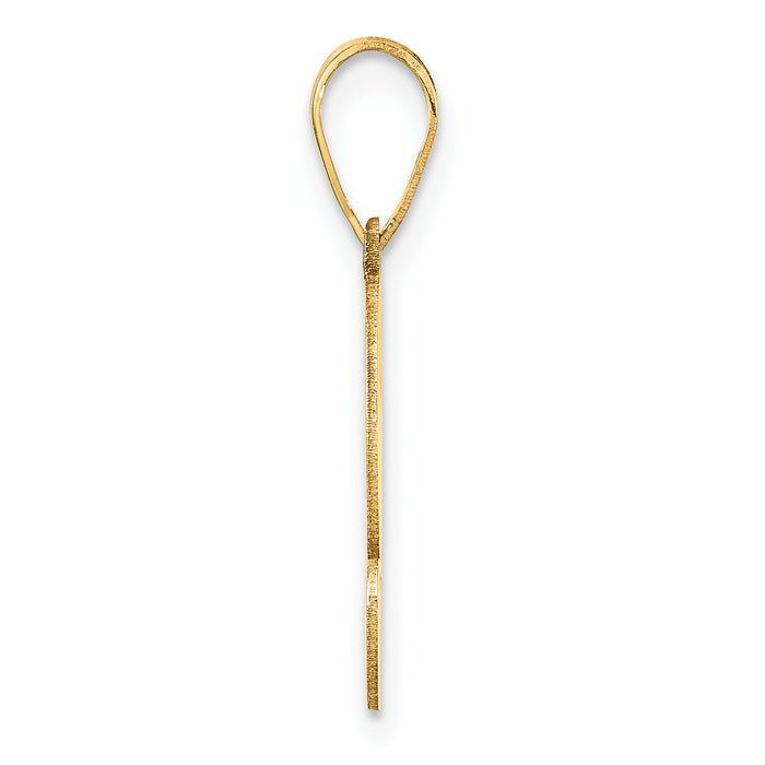 14k Brushed Border Script Number 2 Pendant-SCN02