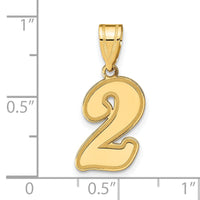 14k Brushed Border Script Number 2 Pendant-SCN02