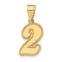 14k Brushed Border Script Number 2 Pendant-SCN02