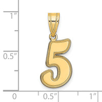 14k Brushed Border Script Number 5 Pendant-SCN05