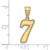 14k Brushed Border Script Number 7 Pendant-SCN07