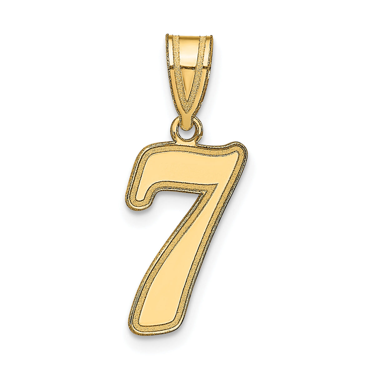 14k Brushed Border Script Number 7 Pendant-SCN07