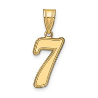14k Brushed Border Script Number 7 Pendant-SCN07