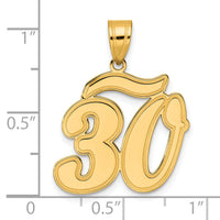 14k Brushed  Border Script Number 30 Pendant-SCN30