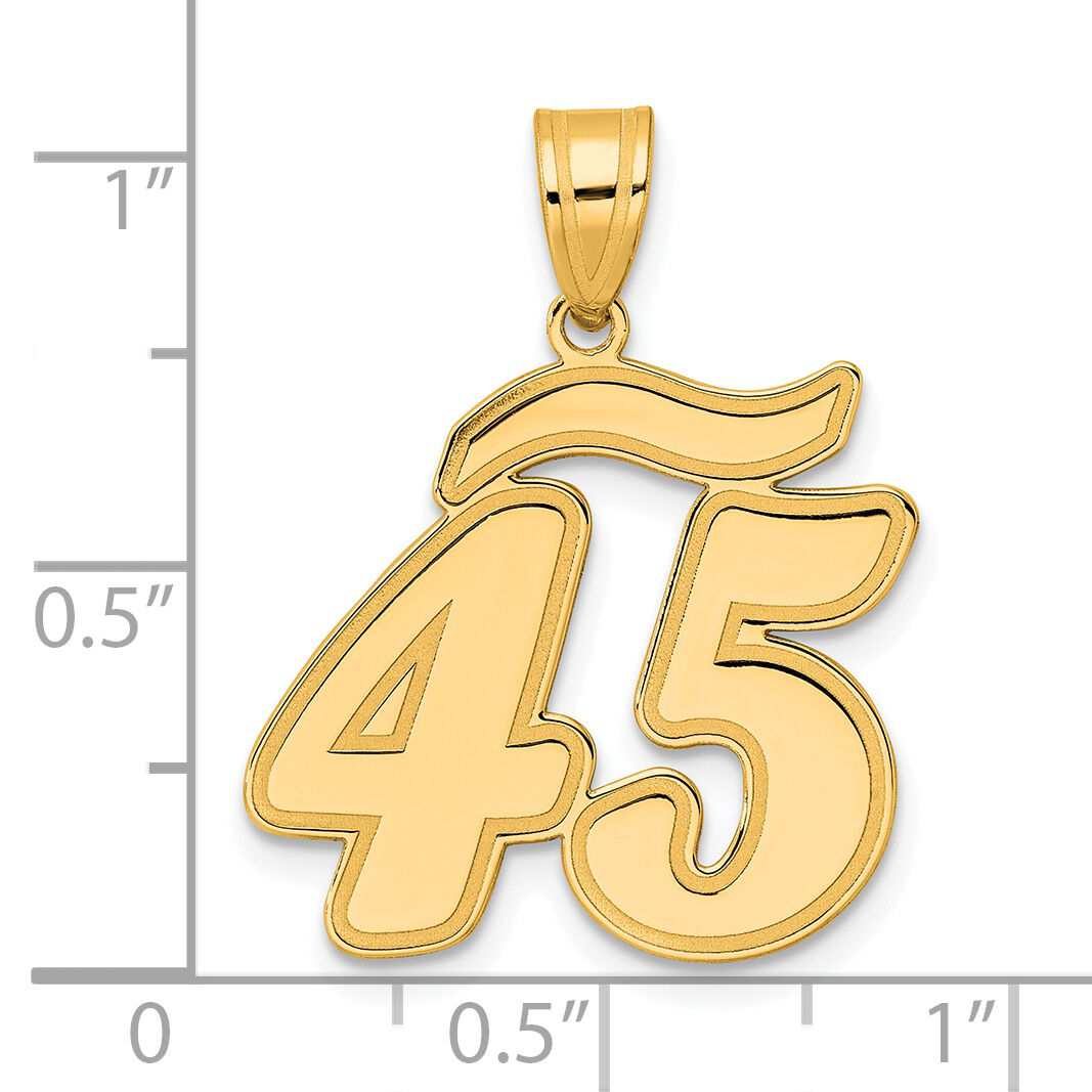 14k Brushed Border Script Number 45 Pendant-SCN45