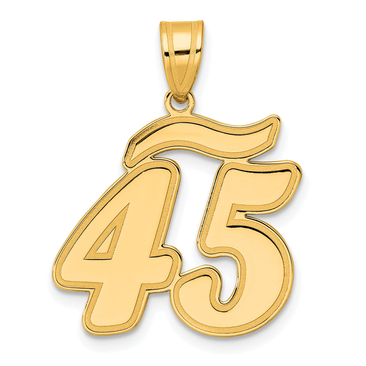 14k Brushed Border Script Number 45 Pendant-SCN45