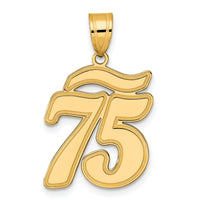 14k Brushed Border Script Number 75 Pendant-SCN75